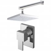 Nuie Sanford Square Manual Concealed Shower Valve with Fixed Head and Arm - Chrome
