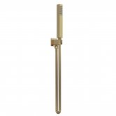 Nuie Square Pencil Shower Handset with Hose and Bracket - Brushed Brass