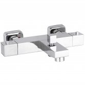 Nuie Square Thermostatic Bath Shower Mixer Tap Wall Mounted - Chrome