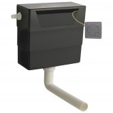 Nuie Front and Top Access Concealed Toilet Dual Flush Cistern with Brushed Gun Metal Flush Plate
