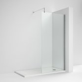 Nuie Wet Room Screen 1850mm High x 1000mm Wide with Support Bar 8mm Glass - Chrome