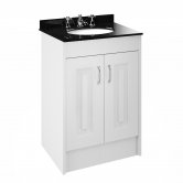 Nuie York Floor Standing Vanity Unit with Black Marble Basin 600mm Wide White Ash - 3 Tap Hole