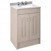 Nuie York Floor Standing Vanity Unit with Grey Marble Basin 600mm Wide Stone Grey - 3 Tap Hole