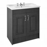 Nuie York Floor Standing Vanity Unit with Basin 800mm Wide Royal Grey - 3 Tap Hole