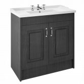 Nuie York Floor Standing Vanity Unit with Basin 1000mm Wide Royal Grey - 3 Tap Hole