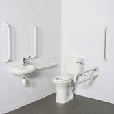Nymas Close Coupled Disabled Toilet Doc M Pack White - White Grab Rails
