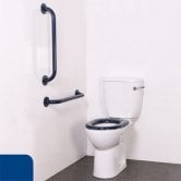 Nymas Nyma PRO Close Coupled Toilet Doc M Pack White - 2 x Dark Blue Grab Rails