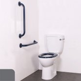 Nymas Nyma PRO Close Coupled Toilet Doc M Pack White - 2 x Dark Grey Grab Rails