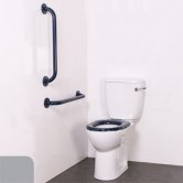Nymas Nyma PRO Close Coupled Toilet Doc M Pack White - 2 x Grey Grab Rails