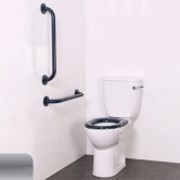 Nymas Nyma PRO Close Coupled Toilet Doc M Pack White - 2 x Satin Grab Rails