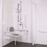 Nymas NymaPRO Doc M Shower Pack White with Exposed Valves and Polished Rails