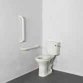 Nymas NymaPRO Close Coupled Ambulant Doc M Toilet Pack with Concealed Fixings - White Grab Rails