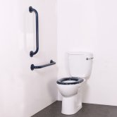 Nymas NymaPRO Close Coupled Ambulant Doc M Toilet Pack with Stainless Steel Grab Rails - Dark Blue