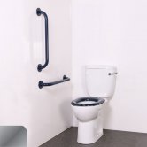 Nymas NymaPRO Close Coupled Ambulant Doc M Toilet Pack with Stainless Steel Grab Rails - Polished