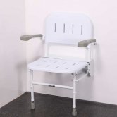 Nymas NymaCARE Premium Wall Mounted Shower Seat with Legs Back and Arms - White