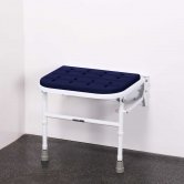 Nymas NymaCARE Premium Padded Wall Mounted Shower Seat with Legs - Dark Blue