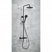Orbit Noire Middleton Thermostatic Bar Shower Mixer with Shower Kit and Fixed Head - Matt Black
