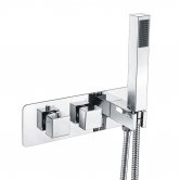Orbit Recessed Square Concealed Shower Valve with Diverter Dual Handle - Chrome