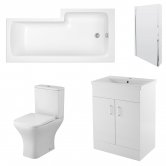 Nuie Ava Complete Furniture Suite with 600mm Vanity Unit and L-Shaped Shower Bath 1700mm LH