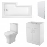 Nuie Ava Complete Furniture Suite with 600mm Vanity Unit and L-Shaped Shower Bath 1700mm RH