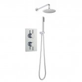 Nuie Rectangular Twin Valve Concealed Mixer Shower with Round Fixed Head and Handset