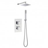 Nuie Rectangular Twin Valve Concealed Mixer Shower with Square Fixed Head and Handset