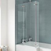 Nuie Ella Bath Screen with Hinged End Panel 1400mm H x 810mm W - 5mm Glass