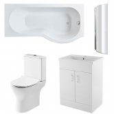 Nuie Freya Complete Furniture Suite with 600mm Vanity Unit and P-Shaped Shower Bath 1700mm RH