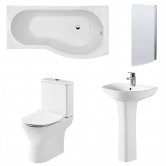 Nuie Freya Complete Bathroom Suite with B-Shaped Shower Bath 1700mm - Right Handed