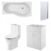 Nuie Freya Complete Furniture Suite with 600mm Vanity Unit and B-Shaped Shower Bath 1700mm RH