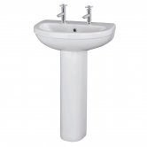 Nuie Ivo Basin and Full Pedestal 555mm Wide - 2 Tap Hole