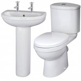 Nuie Ivo Bathroom Suite with Close Coupled Toilet and Basin - 2 Tap Hole