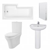 Nuie Ivo Complete Bathroom Suite with L-Shaped Shower Bath 1700mm - Right Handed