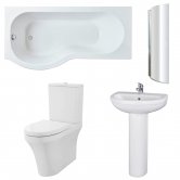 Nuie Ivo Complete Bathroom Suite with P-Shaped Shower Bath 1700mm - Left Handed