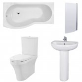 Nuie Ivo Complete Bathroom Suite with B-Shaped Shower Bath 1700mm - Left Handed