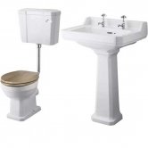 Nuie Richmond Traditional Bathroom Suite Low Level Toilet - White Seat