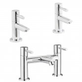Nuie Series 2 Basin Taps and Bath Filler Tap Pillar Mounted - Chrome