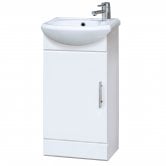 Nuie Mayford Floor Standing 1-Door Vanity Unit with Basin 400mm Wide - Gloss White