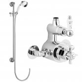 Nuie Traditional Twin Exposed Thermostatic Valve with Slider Rail Kit - Chrome