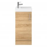 Nuie Vault Floor Standing 1-Door Vanity Unit with Basin 400mm Wide - Natural Oak