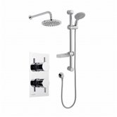 Prestige Plan Option 3 Thermostatic Concealed Shower Valve with Adjustable Slide Rail Kit and Fixed Head - Chrome
