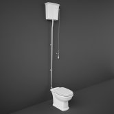 RAK Washington High Level Toilet with Horizontal Outlet - White Soft Close Wood Seat