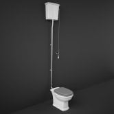 RAK Washington High Level Toilet with Horizontal Outlet - Grey Soft Close Wood Seat