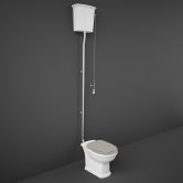 RAK Washington High Level Toilet with Horizontal Outlet - Cappuccino Soft Close Wood Seat
