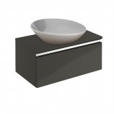 Royo Vida 1-Drawer 600mm Wide Wall Hung Vanity Unit with Basin and Worktop - Anthracite