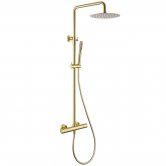 Signature Thermostatic Cool-Touch Bar Mixer Shower with Shower Kit + Fixed Head - Brushed Brass