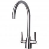 Signature Chelsea Dual Lever Kitchen Sink Mixer Tap - Brushed Steel