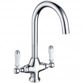 Signature Traditional Belfast Dual Lever Kitchen Sink Mixer Tap - Chrome