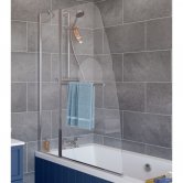 Signature Contract Double Panel Sculpted Hinged Bath Screen 1400mm H x 1175mm W - 6mm Glass