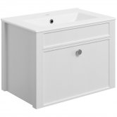 Signature Copenhagen Wall Hung 1-Drawer Vanity Unit with Basin 605mm Wide - Satin White Ash